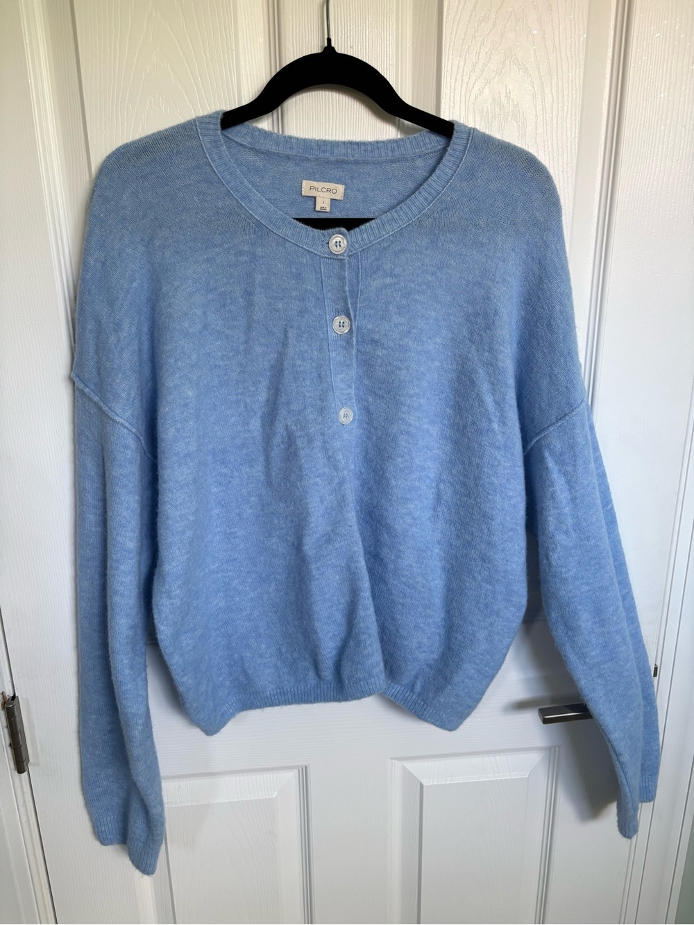 Pilcro Powder Blue Three-Button Henley Sweater